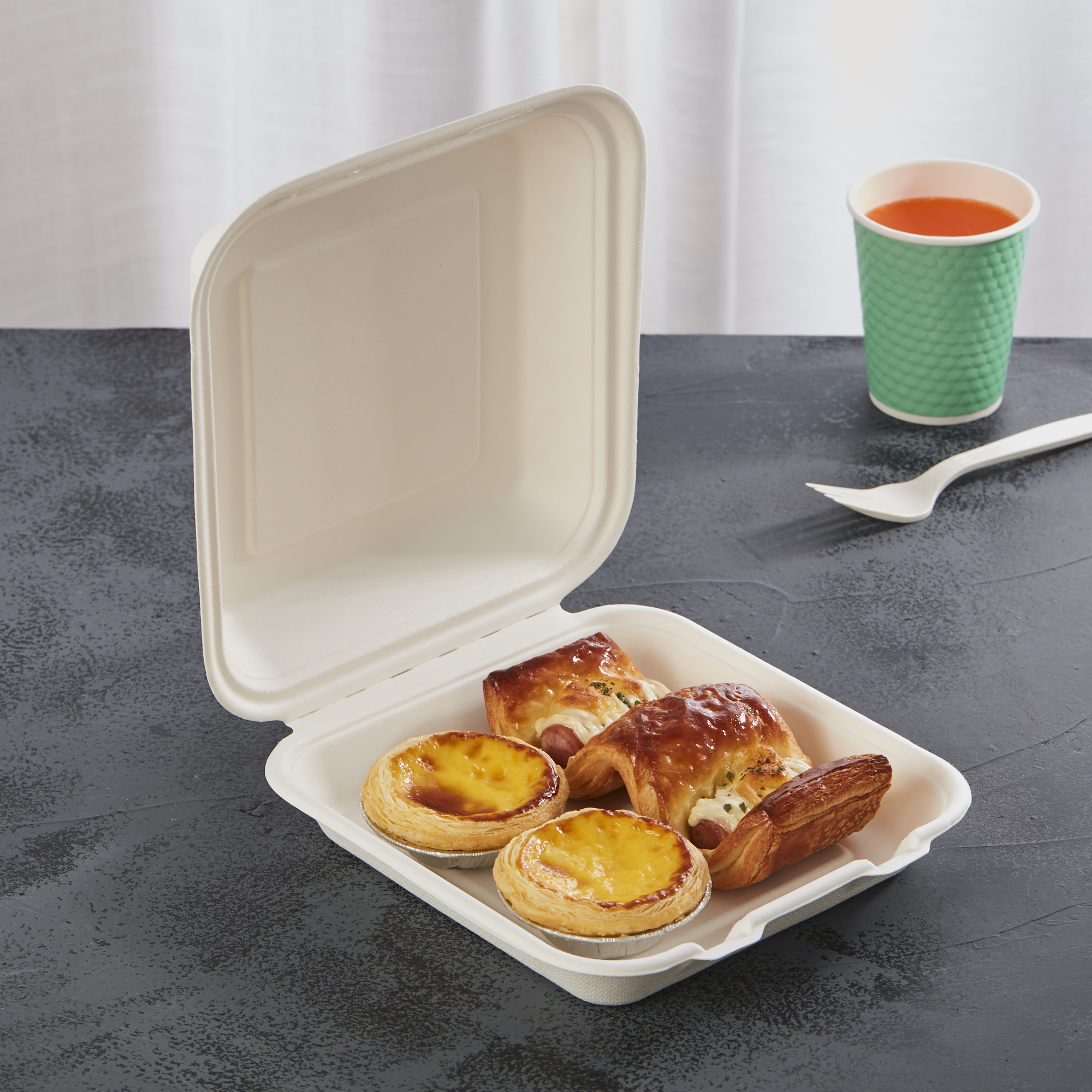 Biodegradable Tableware Togo Boxes for Food 2 Compartments - China  Container Box, Paper Packaging Box
